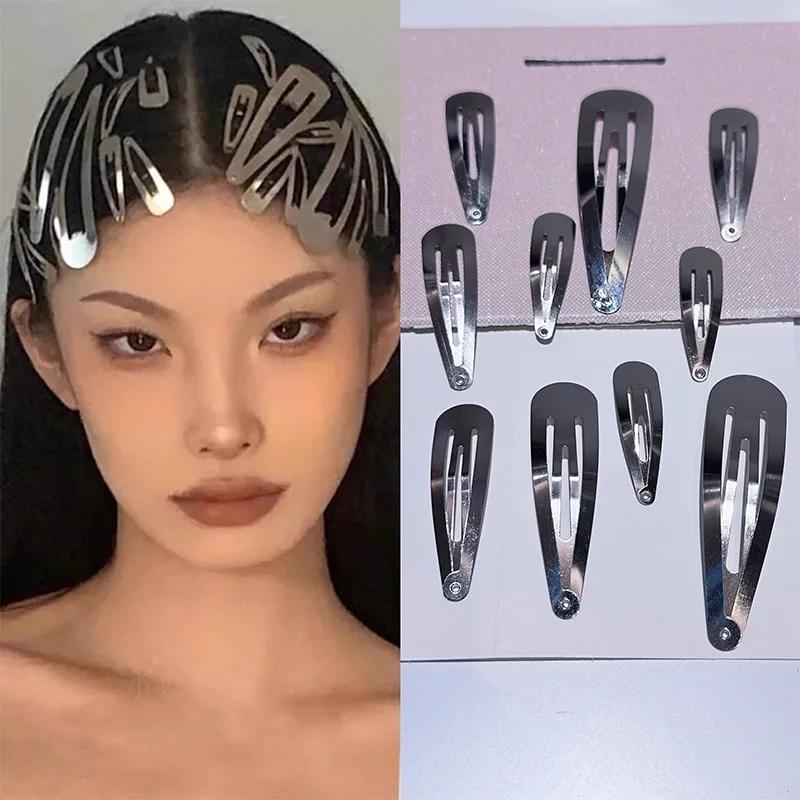 New Silver Water Drop Shaped Hairpin Punk Basic Alloy Hip Hop Hair Clips for Women BB Hairpins Barrette Fashion Hair Accessories