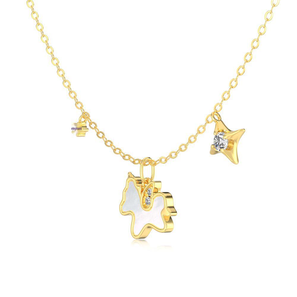 

S925 Sterling Silver Women s Necklace, Luxury Year of the Horse Pendant, Fashionable Clavicle Chain 925 Sterling Silver