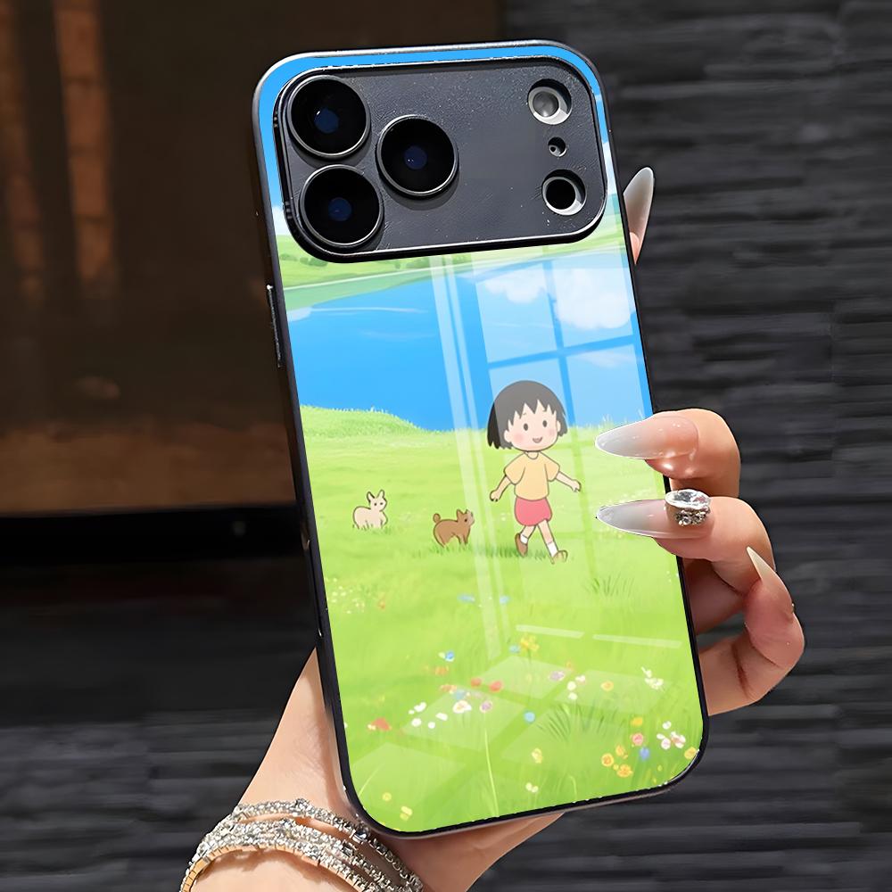 Chibi Maruko-chan Phone Case For IPhone 17 Pro Max 16 15 14 Pro Max 13 11 X Xs Xr 8 7Plus Glass Cover