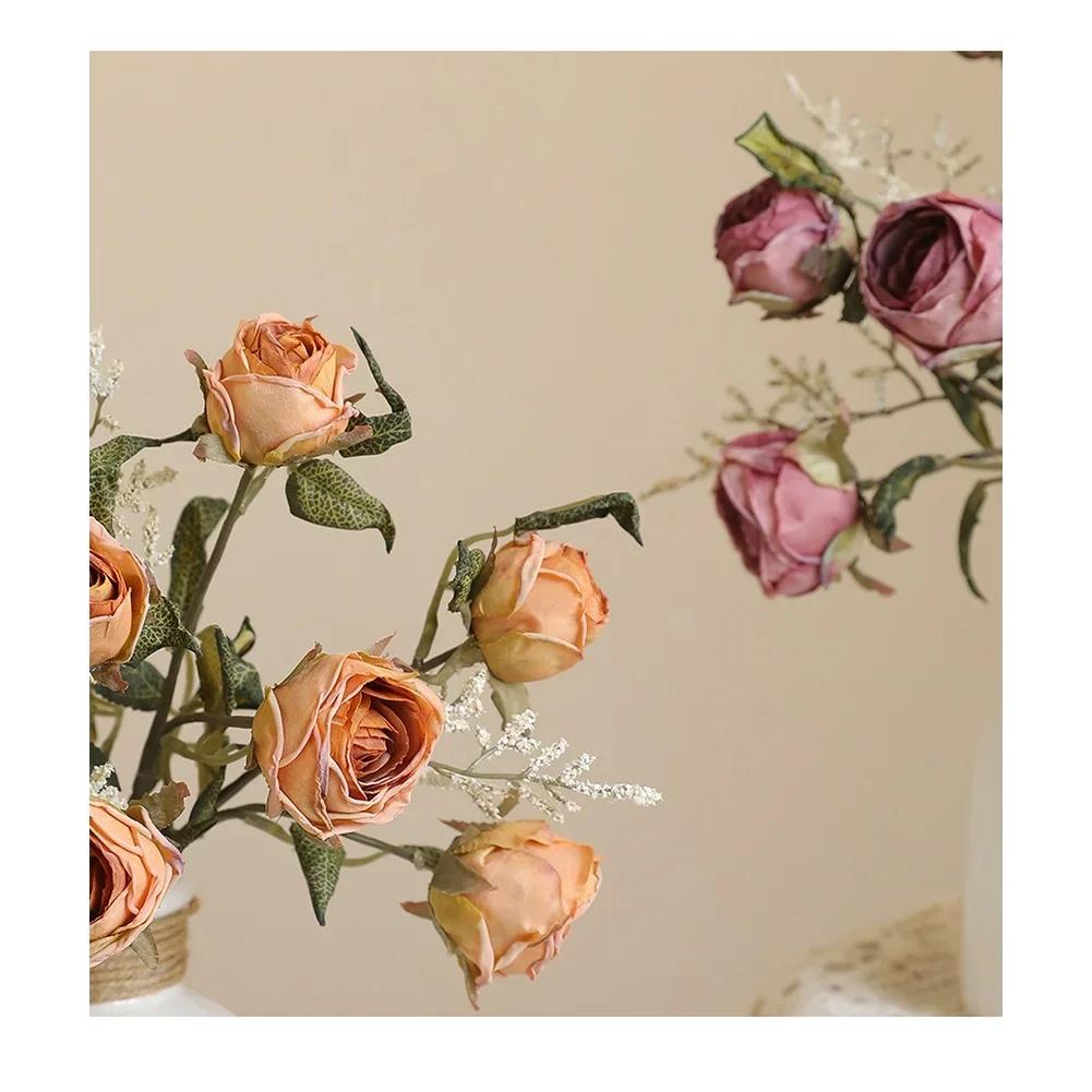 Fake Bloom Arrangement Artificial Silk Rose Home Decor Photo Props 32cm Height Flexible Stem Artificial Rose Bouquet