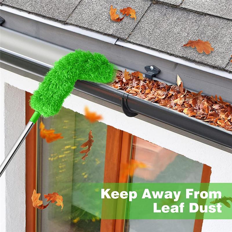 Gutter Cleaning Brush Roofing Tool with Telescopic Extendable Pole 8.2Ft Guard Cleaner Tool Easy Remove Leave, Green