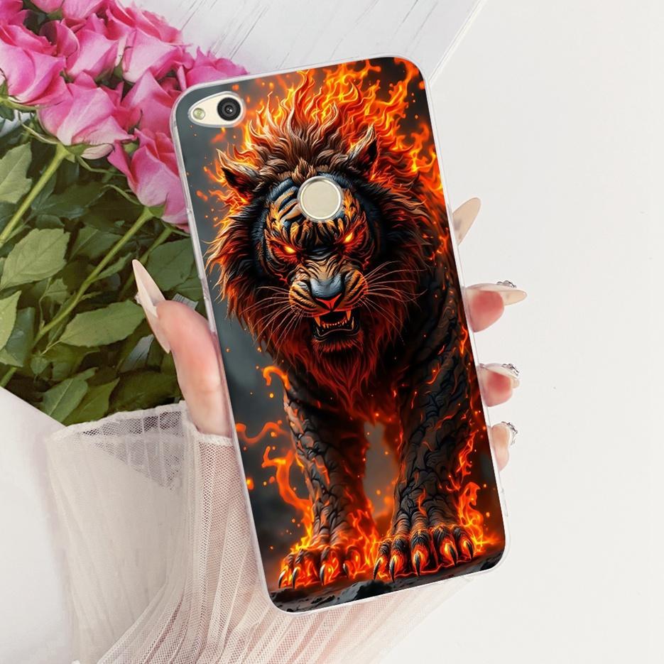 For Huawei P8 Lite 2017 Case Honor 8 Lite Cute Lion Fashion Painted Cover Soft Silicone Phone Case For Huawei P9 Lite 2017 Shell