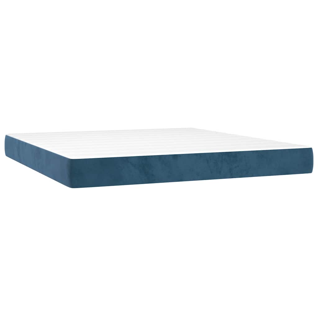 Pocket Spring Mattress Medium Firm Dark Blue 160 x 210 x 20 cm Velvet