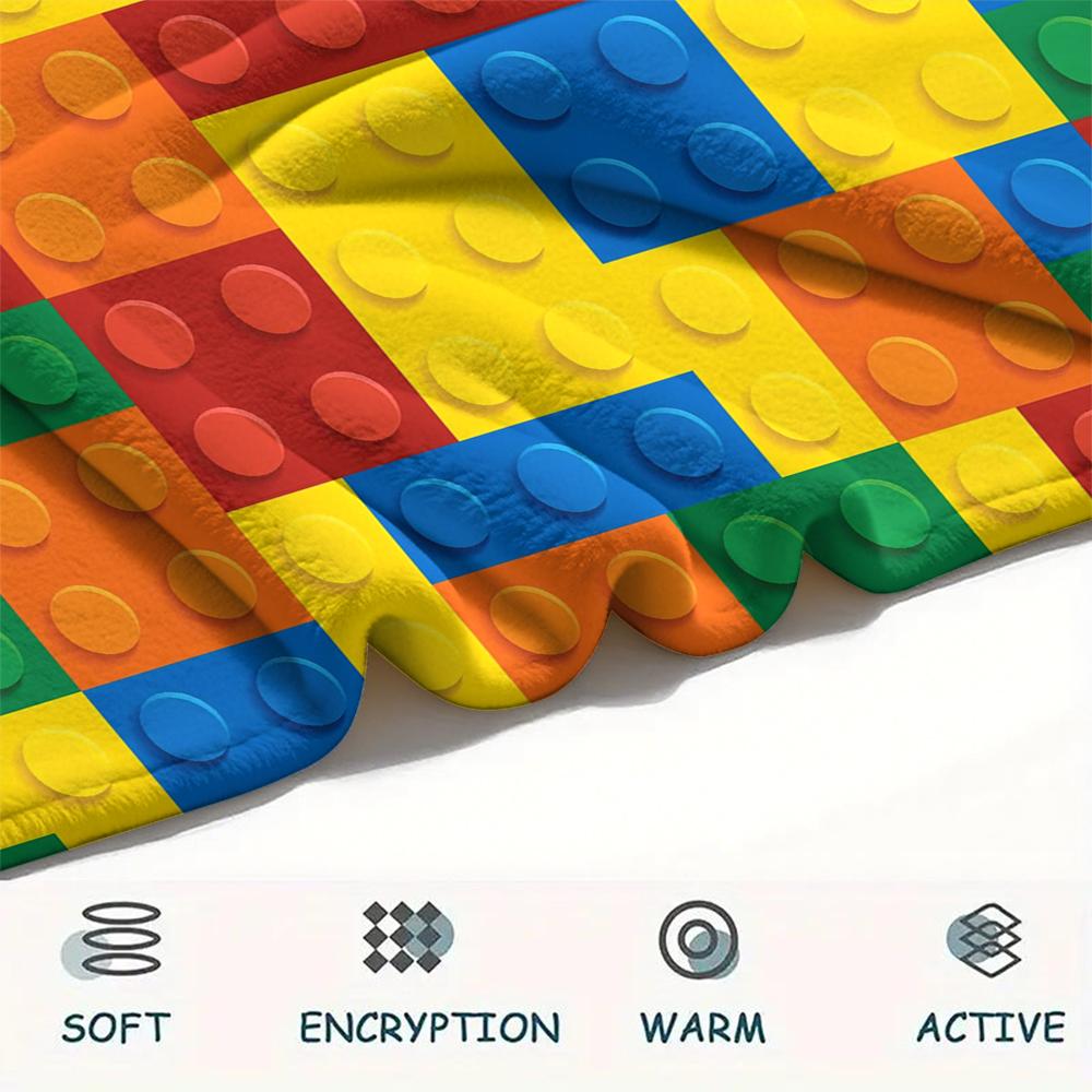 1 Stück Bauklötze Muster Flanell Decke, Hohe Qualität, Bequem für Alle Jahreszeiten, Heimdekoration, Wärme und Komfort, Perfekt für Weihnachtsgeschenke