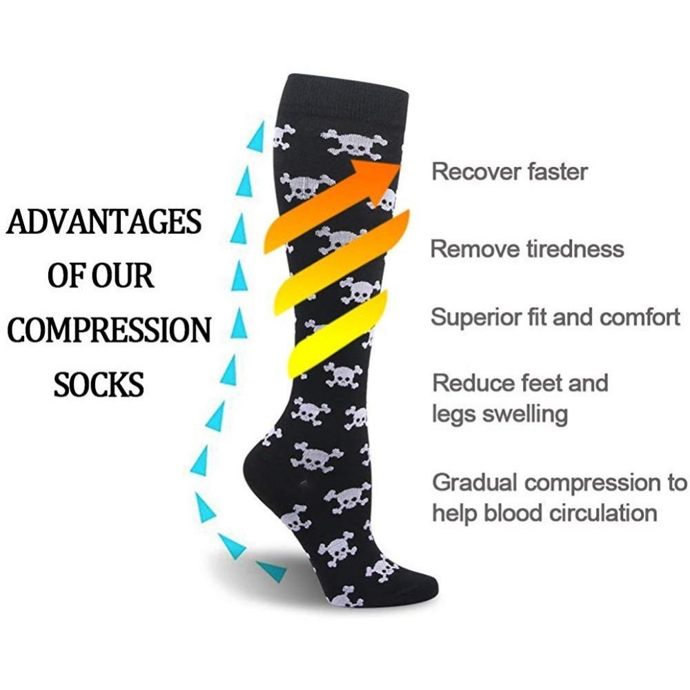Varikozele Socken Kompressionssocken Halloween Totenkopf Knochen Fledermaus Zahn Herren Sportstrümpfe Radfahren Laufen Krankenschwester Damen Socken Geschenk