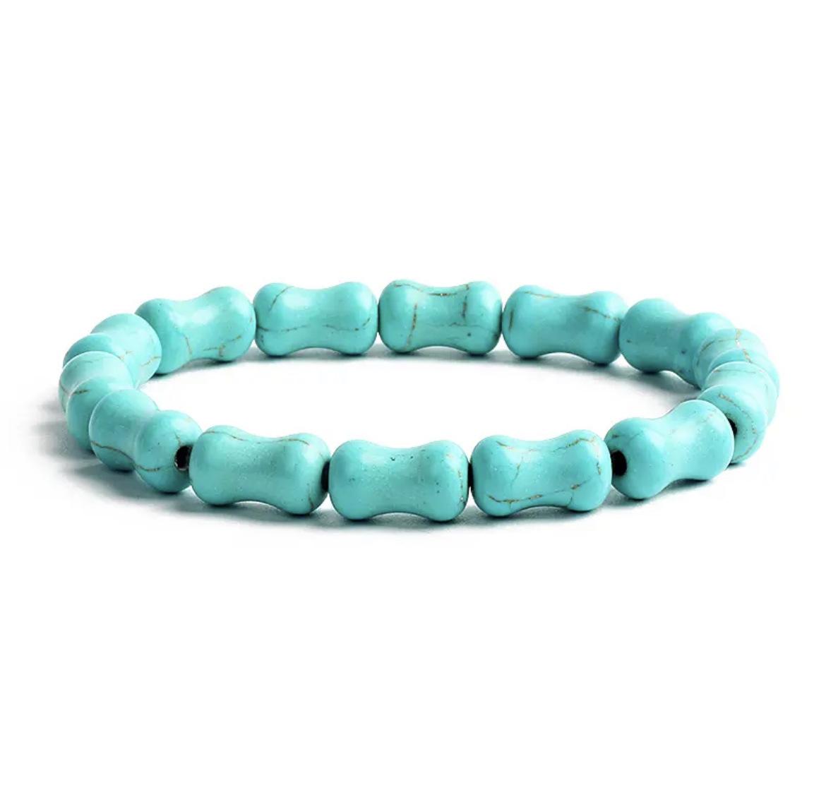 Braccialetti di perline di turchese bohémien per donne Braccialetti irregolari di cubo di pietra naturale Reiki Gioielli di guarigione per l'assistenza sanitaria