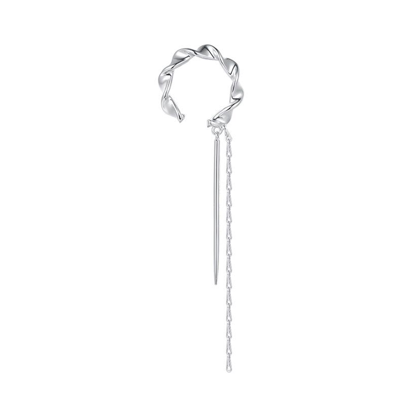 Spring Dawn Geometric Tile Chain Long Ear Cuff