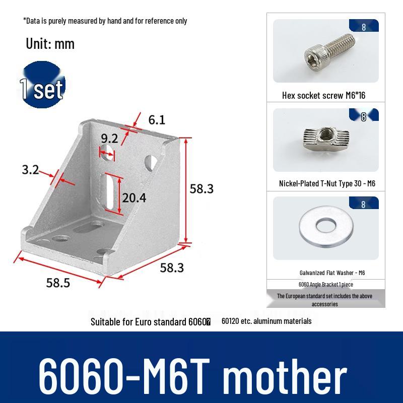 Aluminum 90° Corner Bracket Connector for 4040/2020/3030 Profiles