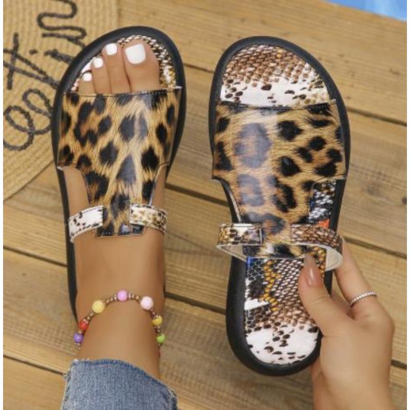 

Сандалии больших размеров в европейском и американском стиле, летние новые сандалии, на платформе, повседневная универсальная пляжная обувь с леопардовым принтом 43