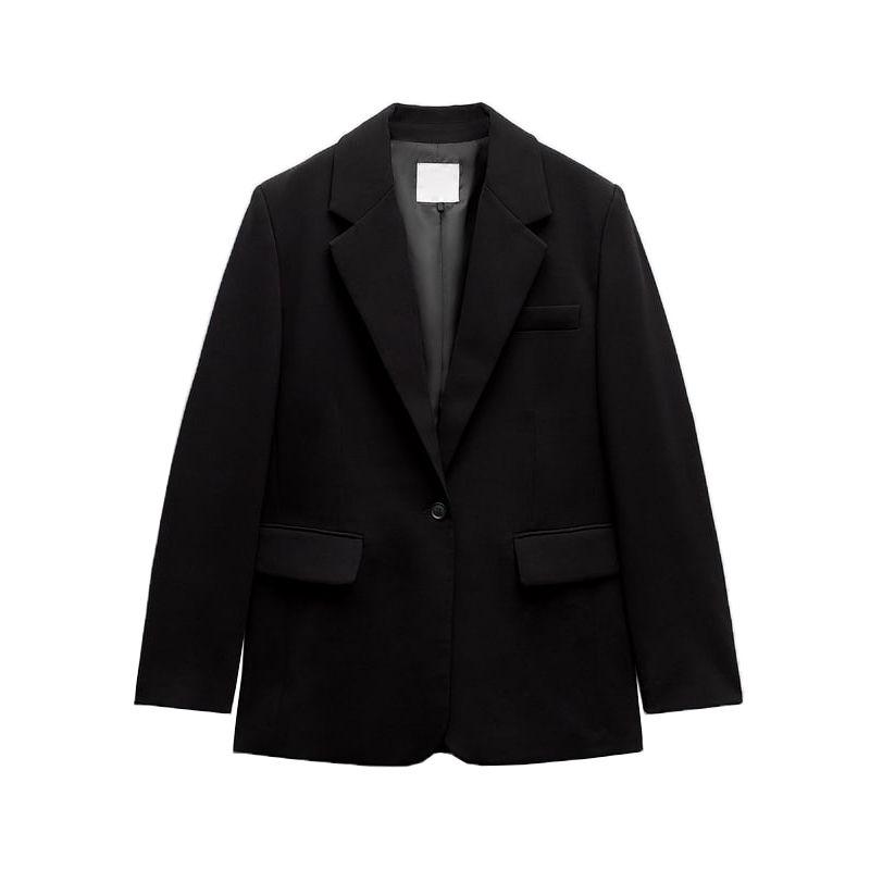 

Осень и Зима Новое поступление Рабочая одежда Повседневный воротник поло Свободный на одну пуговицу Нормкор Черный костюм Верхняя одежда Женская 4432787 Black L