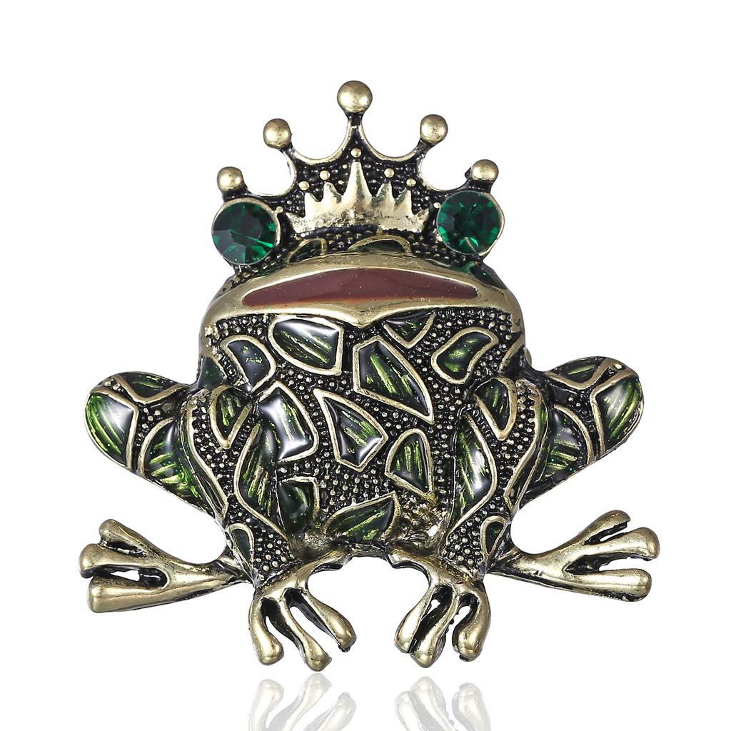 Crystal Frog Brooches for Women Green Color Animal Brooch Pin Luxury Vintage Jewelry Coat Accessories