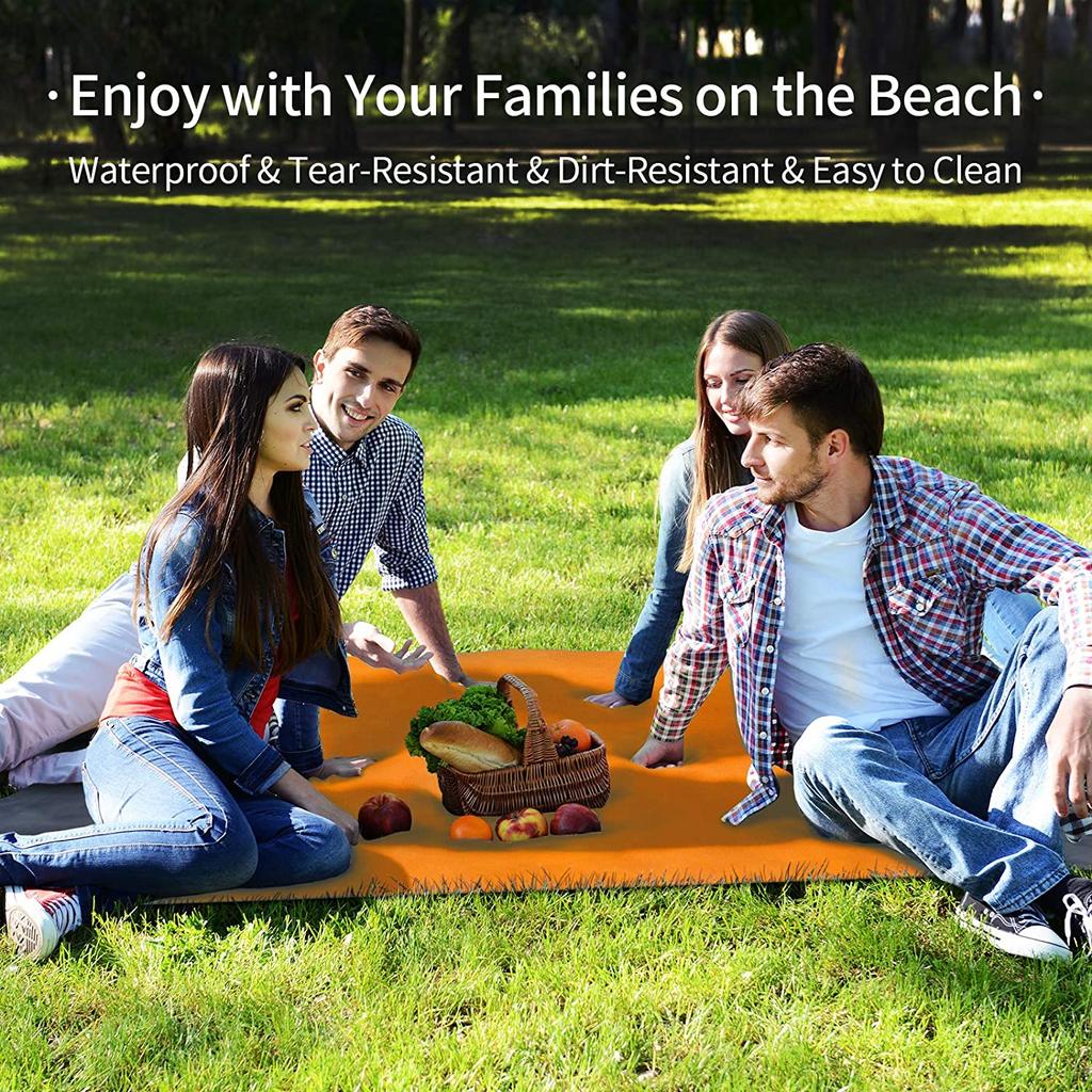 200×210 Waterproof Pocket Beach Blanket Folding Camping Mat Mattress Portable Lightweight Mat Outdoor Picnic Mat Sand Beach Mat