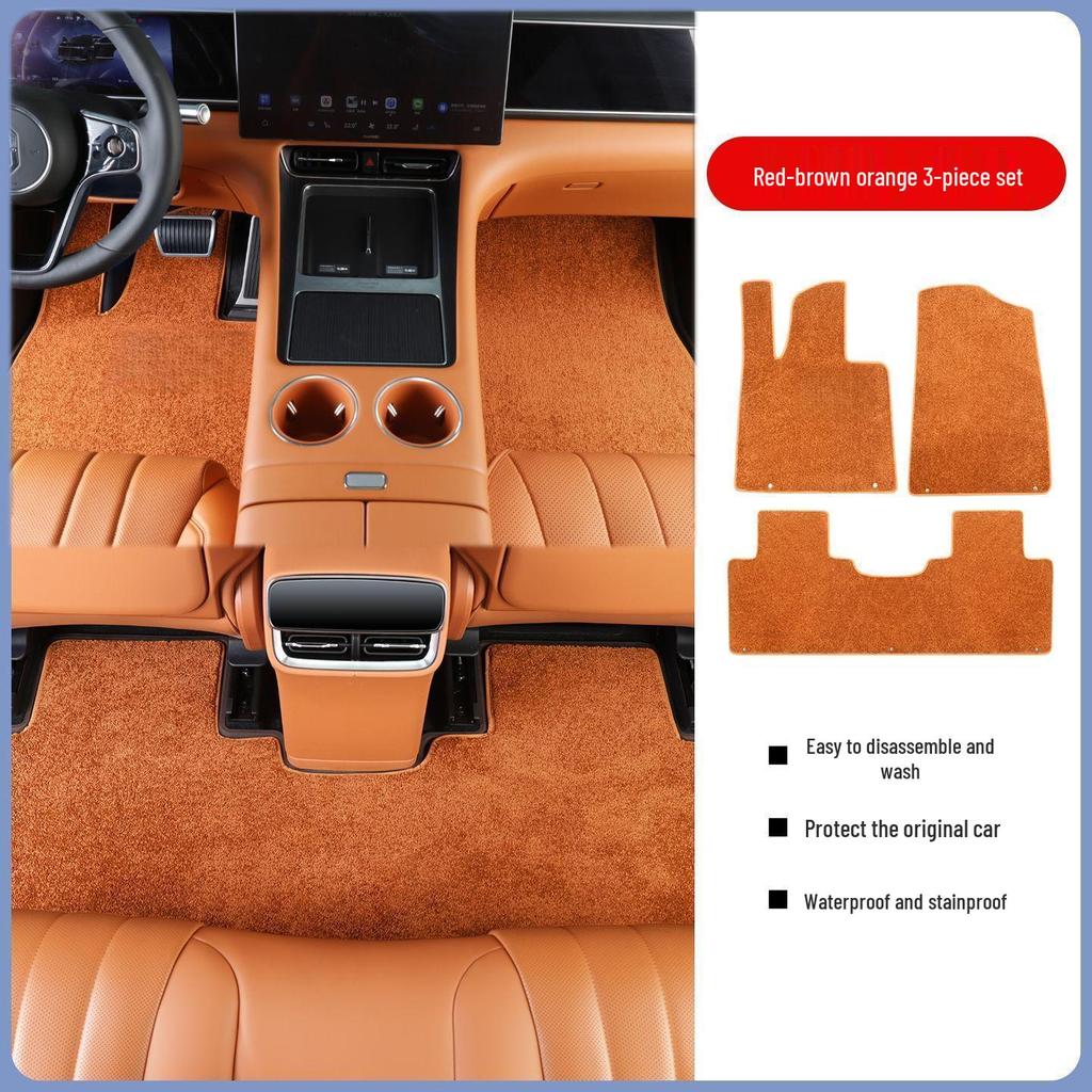 AITO M7 Floor Mats: Compatible with 26 Models, TPE Base, Cashmere-Imitation Carpet, 3D Surround Design.