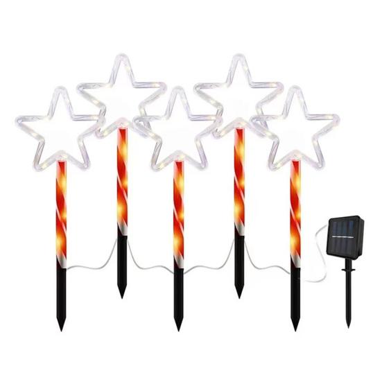 Solar Christmas Stake Lawn Decor with Santa Lights Waterproof Outdoor And Snowman Warm White LED