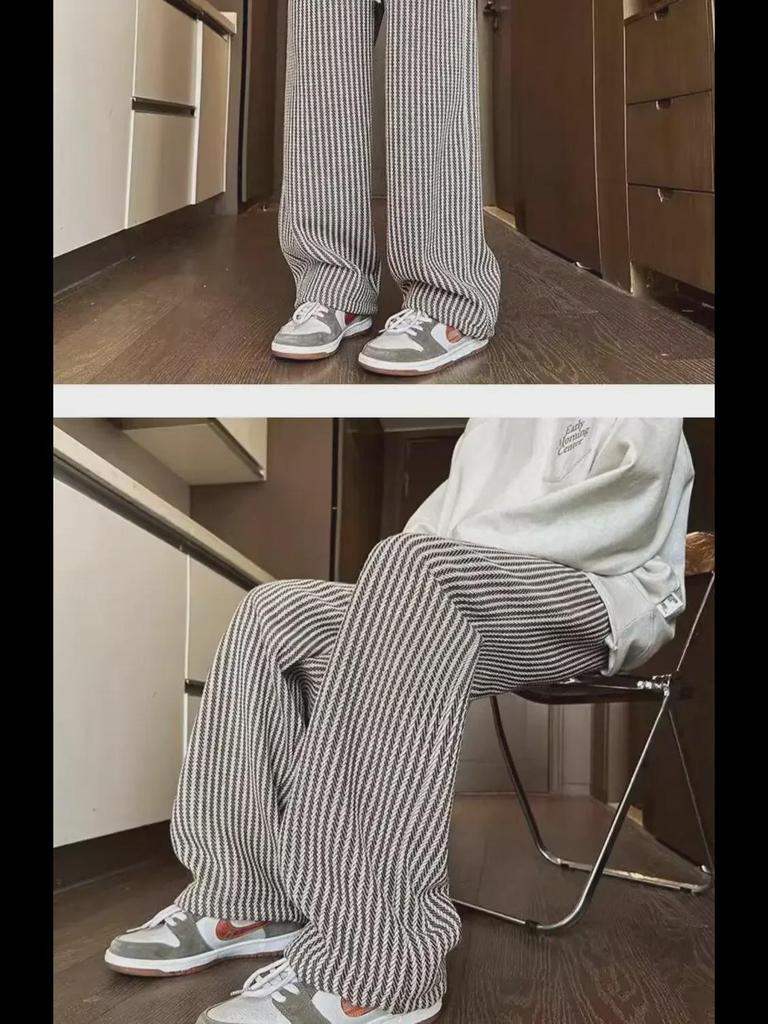 American Retro Black Striped Wide-Leg Boys' Summer Pants - Oversized, Casual Lazy Style