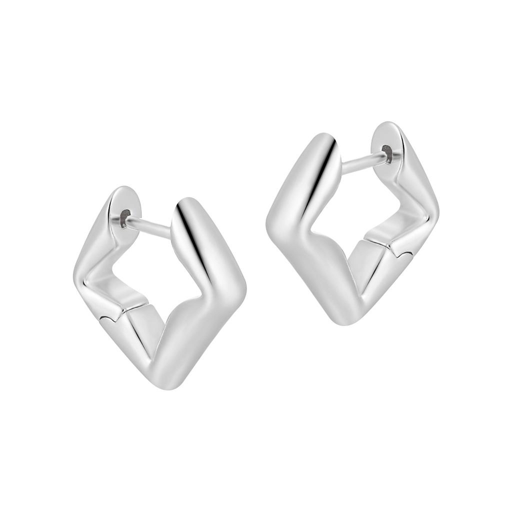 Fine Jewelry Earrings 925 Sterling Silver Geometric Irregular Silver Earrings Minimalist Hoop Earrings for Women
