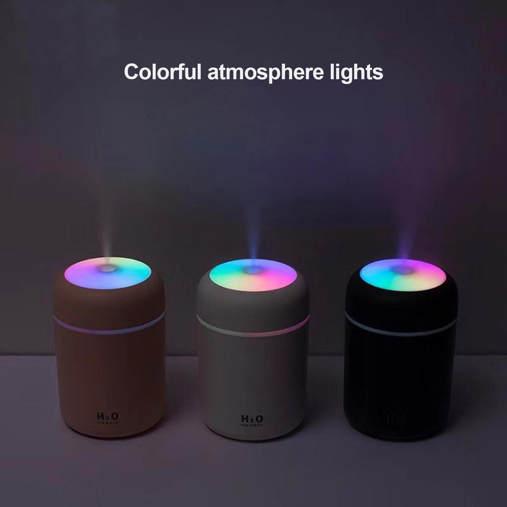 300ml zvlhčovač vzduchu USB malý přenosný barevný ambientní osvětlení s nepřetržitým/přerušovaným ztlumením mlhy