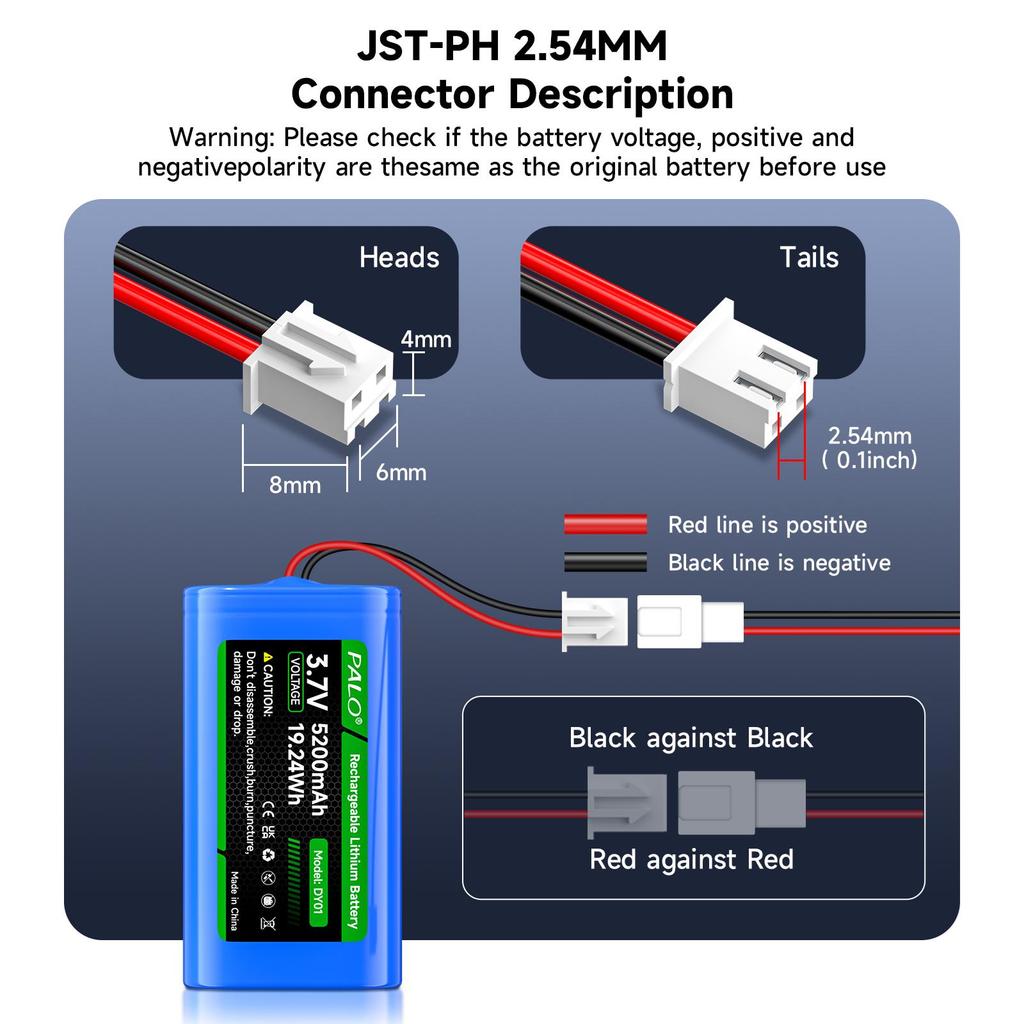 3.7V Lithium Battery Pack 5200mAh Replacement Batteries for GPS,intercom,RC Car,vehicle Trip Data Recorder,bluetooth Speaker