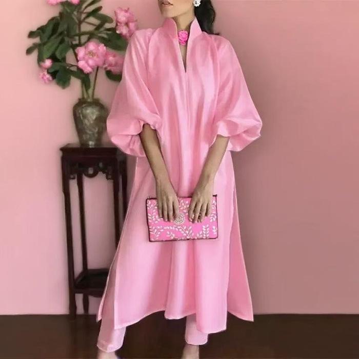 

Loose large size solid color skirt women fashion fat MM dress women 4XL рожевий