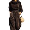 New Women's Velvet Casual Set Hooded Long Sleeve Top + Cuffed Trousers
