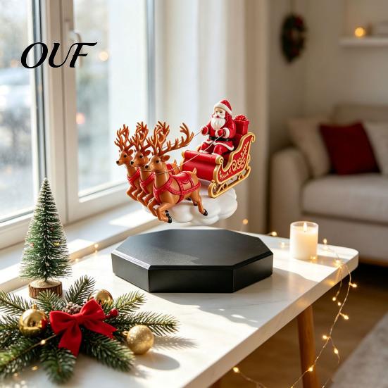 Magnetic Levitating Santa Sleigh Floating Sleigh, Levitation Santa's Flying Ornament, Christmas Creative Holiday Decorations for Friends Display Home,
