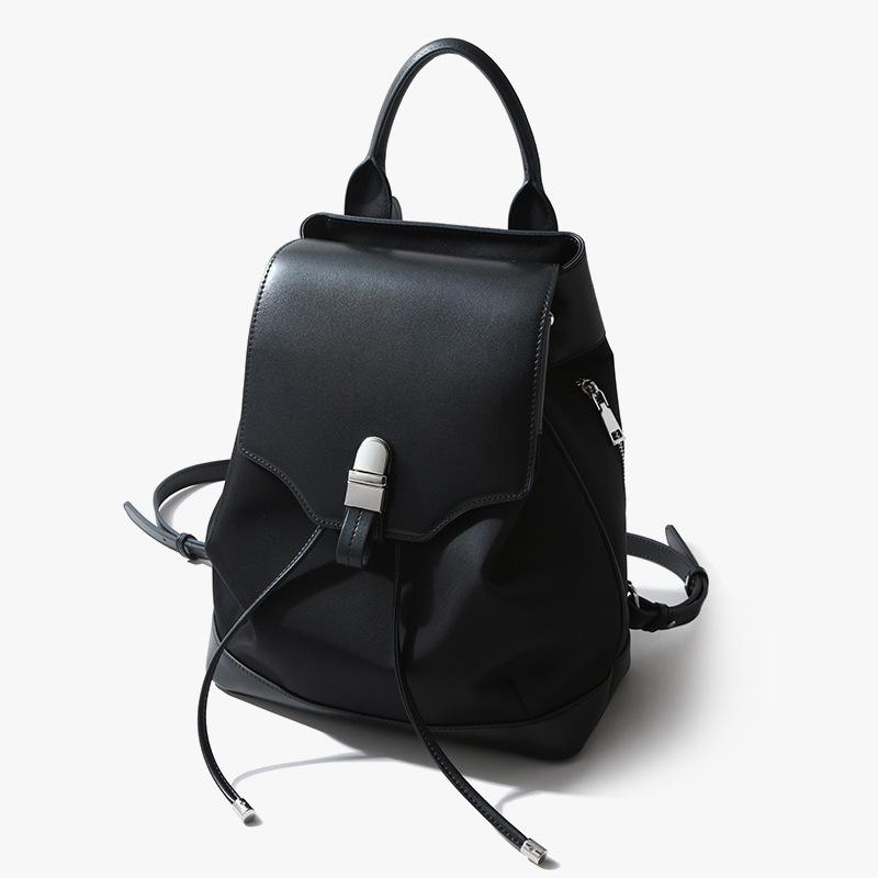 

Повседневный рюкзак большой емкости из высококачественной кожи и ткани, простой рюкзак для поездок на работу, женская сумка для компьютера с замком чёрный