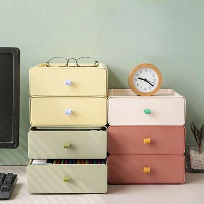 1 st Desktop Stapelbar Organizer Låda Kontorstillbehör Förvaringslåda Smink Plast Förvaring Rum Förvaringslåda
