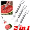 2-in-1 Watermelon Cutter Slicer, Dual Head Stainless Steel Fruit Fork Slicer, Professional Watermelon Cutting Tool for Home Kitchen
