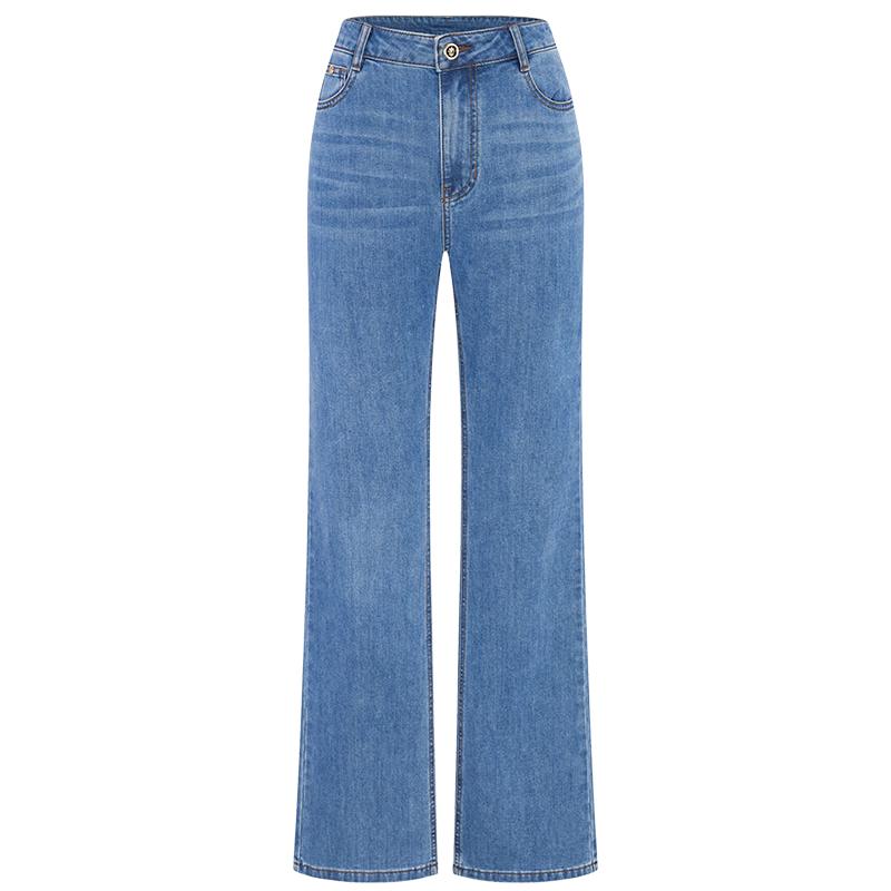 GIOVANNI VALENTINO Women s High-Waist Straight-Leg Blue Jeans L