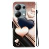 Handmade PU Leather Flip Case for Xiaomi Redmi Note 13 Pro 4G Anti-Slip Shockproof Cover with Wrist Strap & Heart/Rose Cat Designs