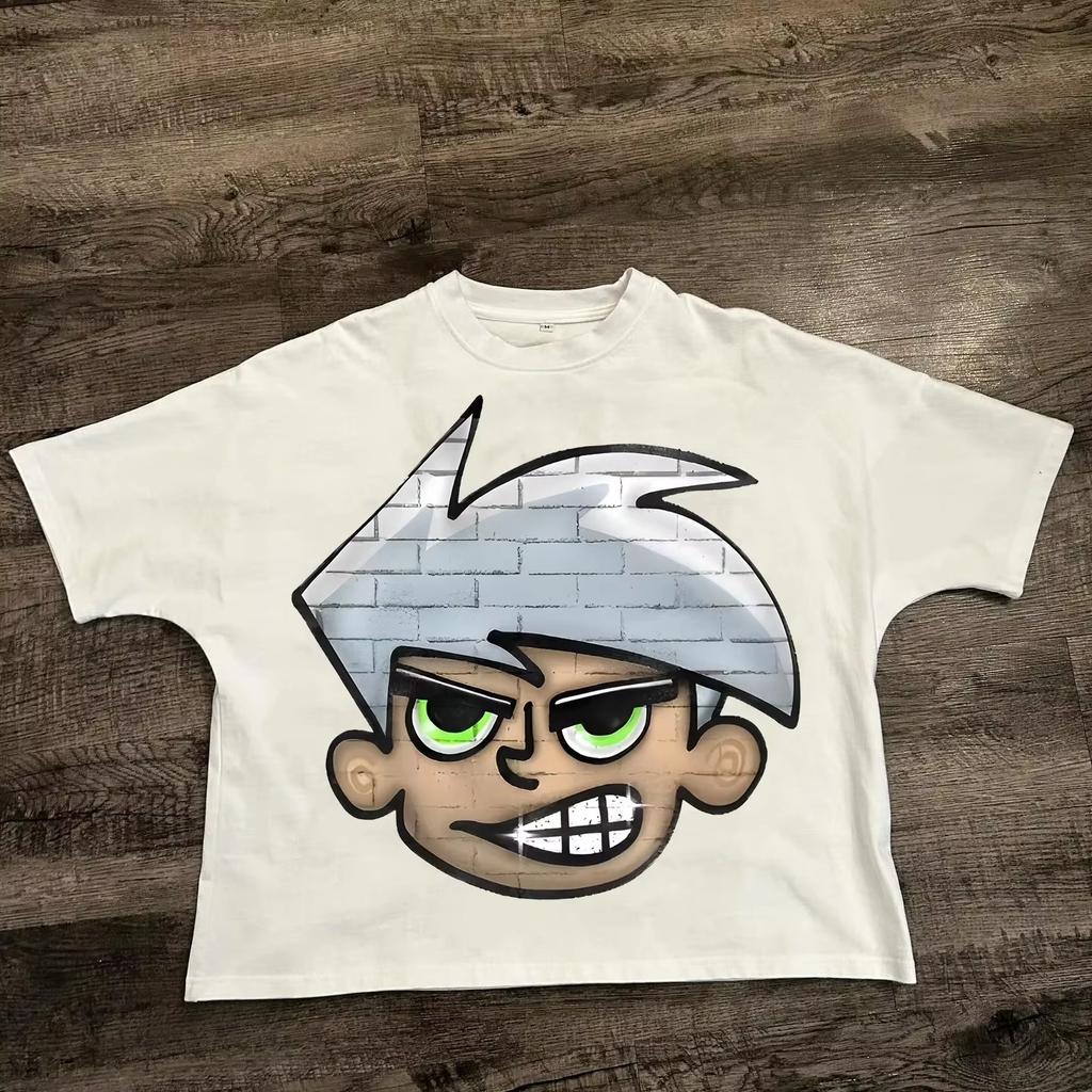 Vintage Trendy Spikyhair Bigmouth Sparklyteeth Graphic Tee Cotton Unisexs Unisexs Tshirt Y2k Streetwear