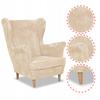 Bonito Scandinavian Family Meble Wing Chair, Beige, Light, Nice Corduroy