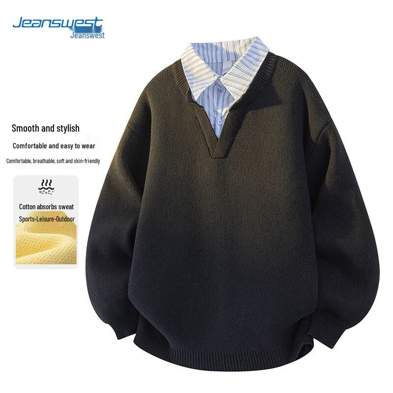 

Men s Faux Two-Piece Knit Sweater XL