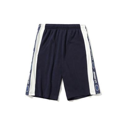 Li Ning Sports Fashion Series Side Color Block Letter Breathable Sports Shorts Men Shorts Blue AKSS983-2