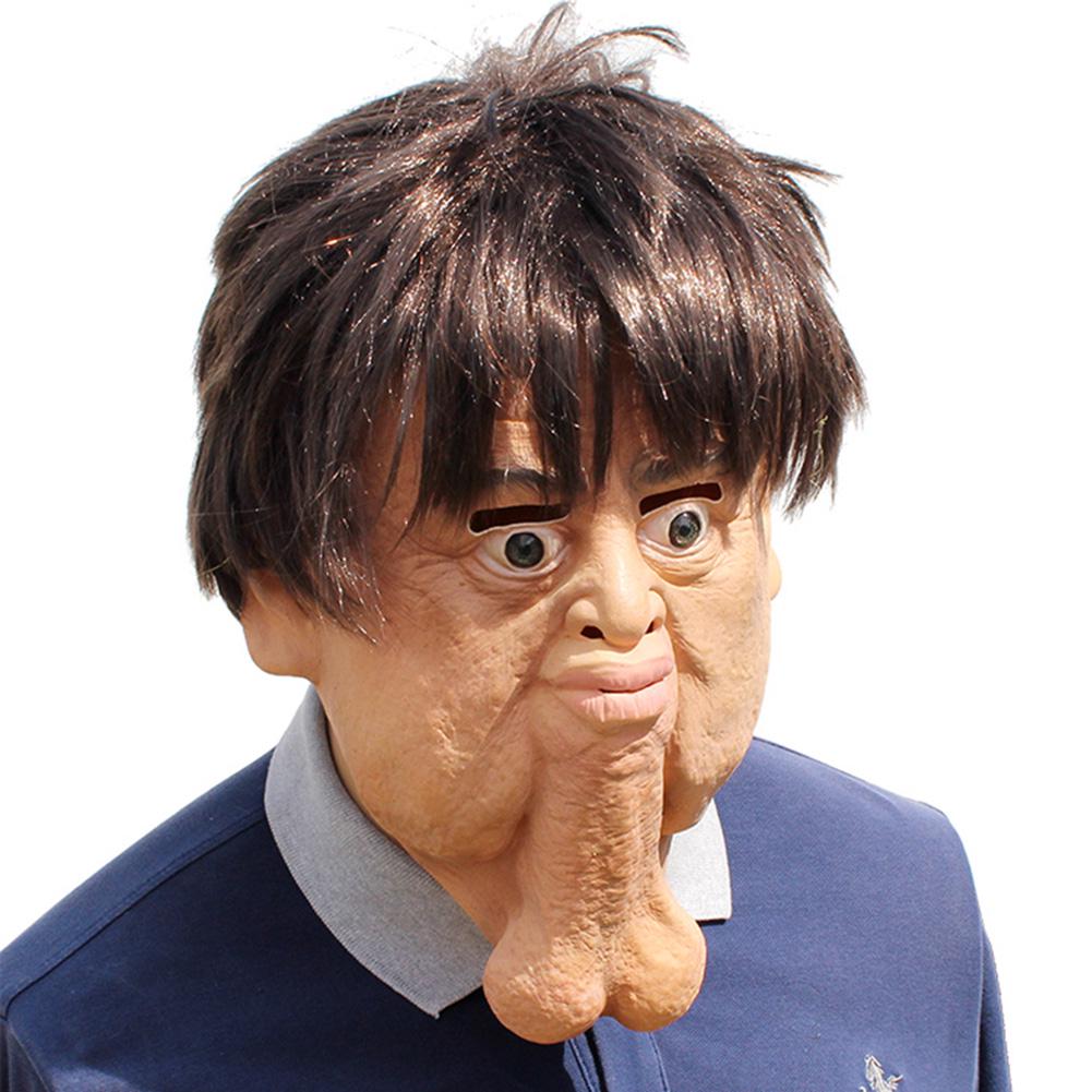 Funny Head Cover with Double Chins Cosplay Full Head Cover for Holiday Costume Party