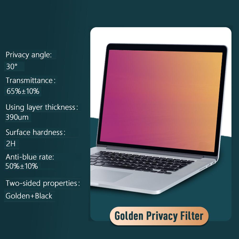 Golden Privacy Screen Filter Reversible High-transmittance 30 Degrees Invisible Anti-UV Anti-glare Film