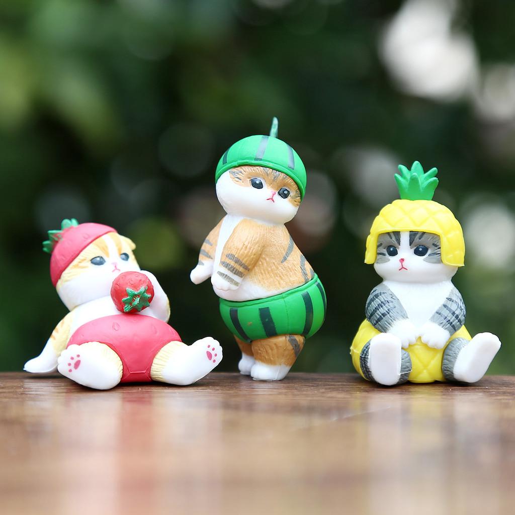 Cute Fruit Cat Toy Pvc Collectible Figurine For Desk Home Decor