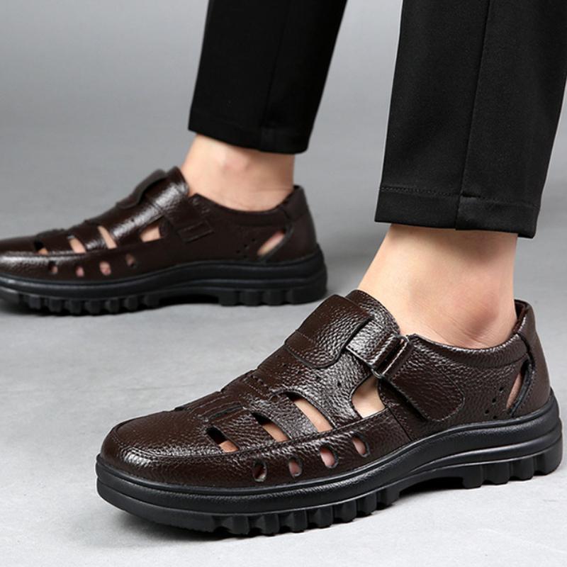 Fashion Luxury Men's Sandals Summer New Hollow Out Leather Shoes for Men Breathable Casual Shoes Fashion High Quality Men Sandalias 2024