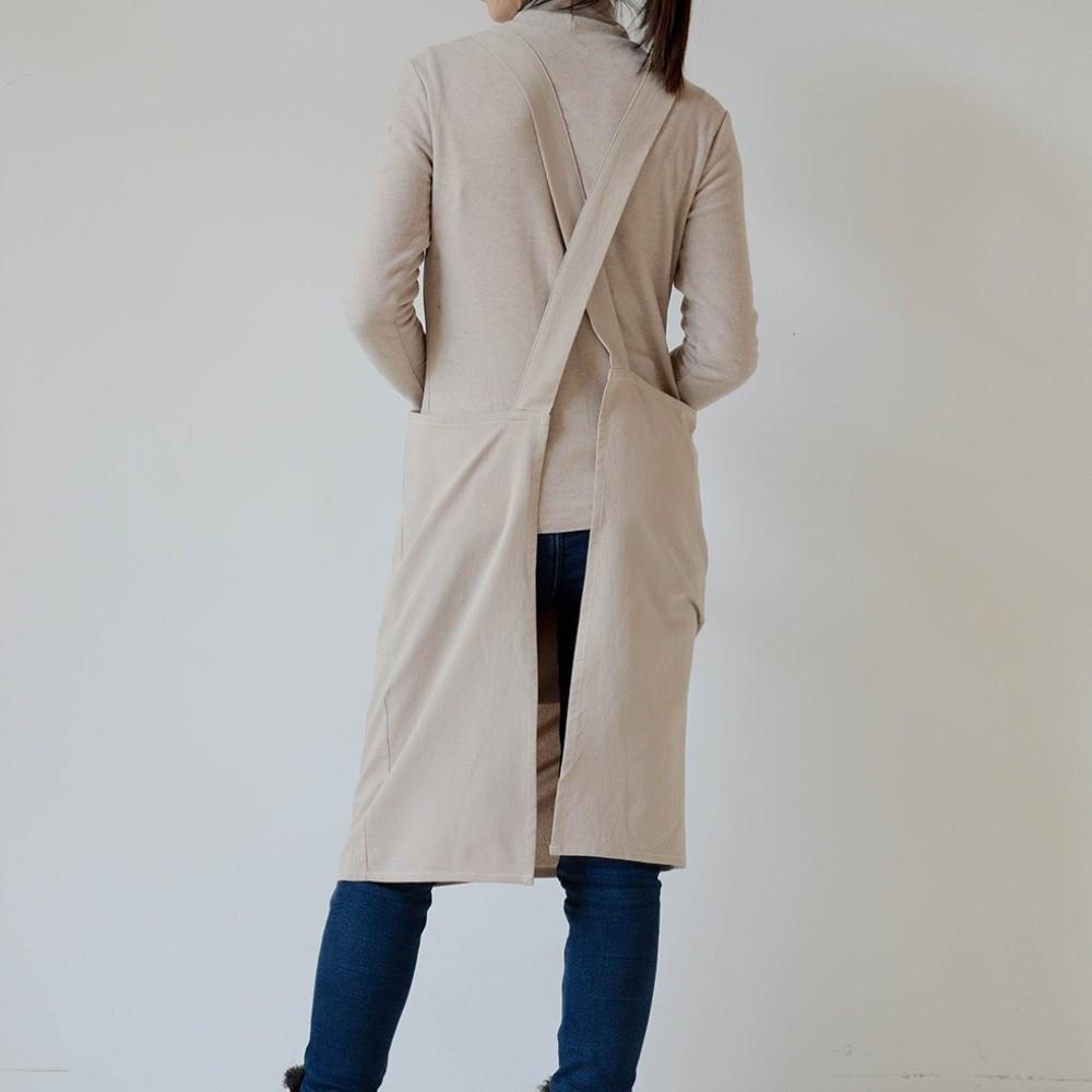 Solid Color Japanese Minimalist Kitchen Apron Cotton Household Waterproof Apron  Restaurant