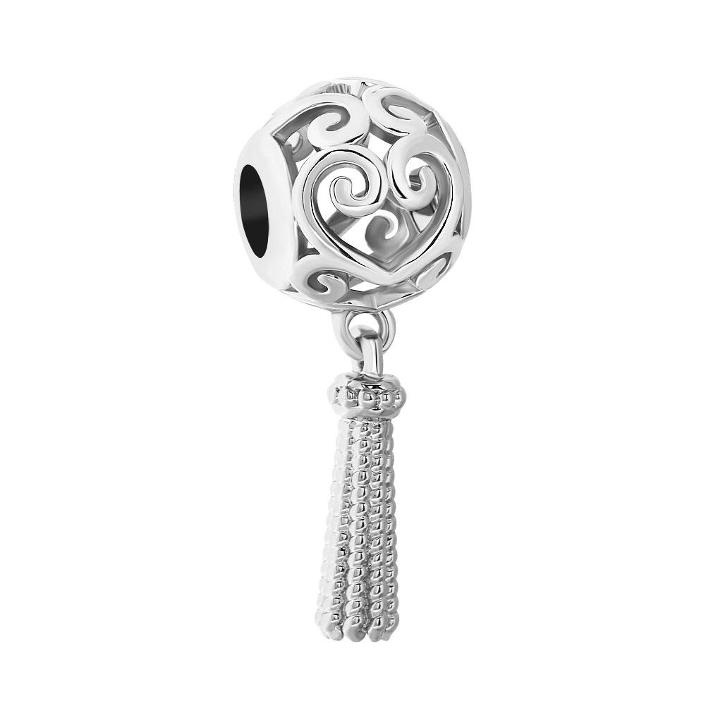 New Fashionable Copper Hollowed-Out Carving Beading Pendant Charm Fit Genuine Charms Fashion Bracelet Necklace Women Jewelry Gift