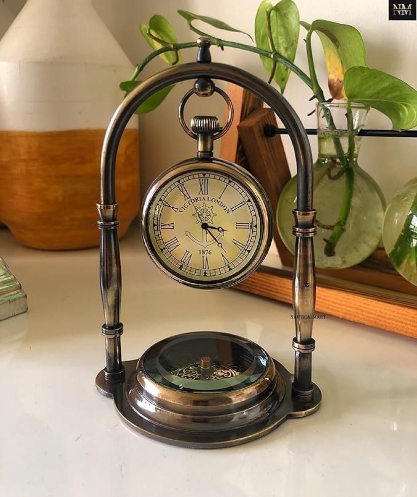 Clock Desk Vintage Table Top Antique Tabletop Brass Decorative Gift