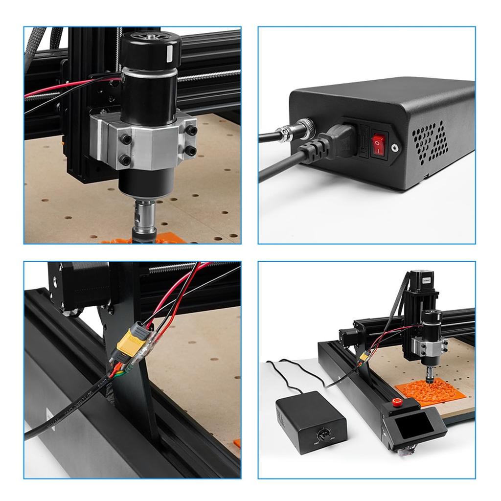 Spindle Motor Kit 12000RPM CNC Air Cooled Spindle Motor Power Governor ER11 Chuck with 52mm Clamp Holder