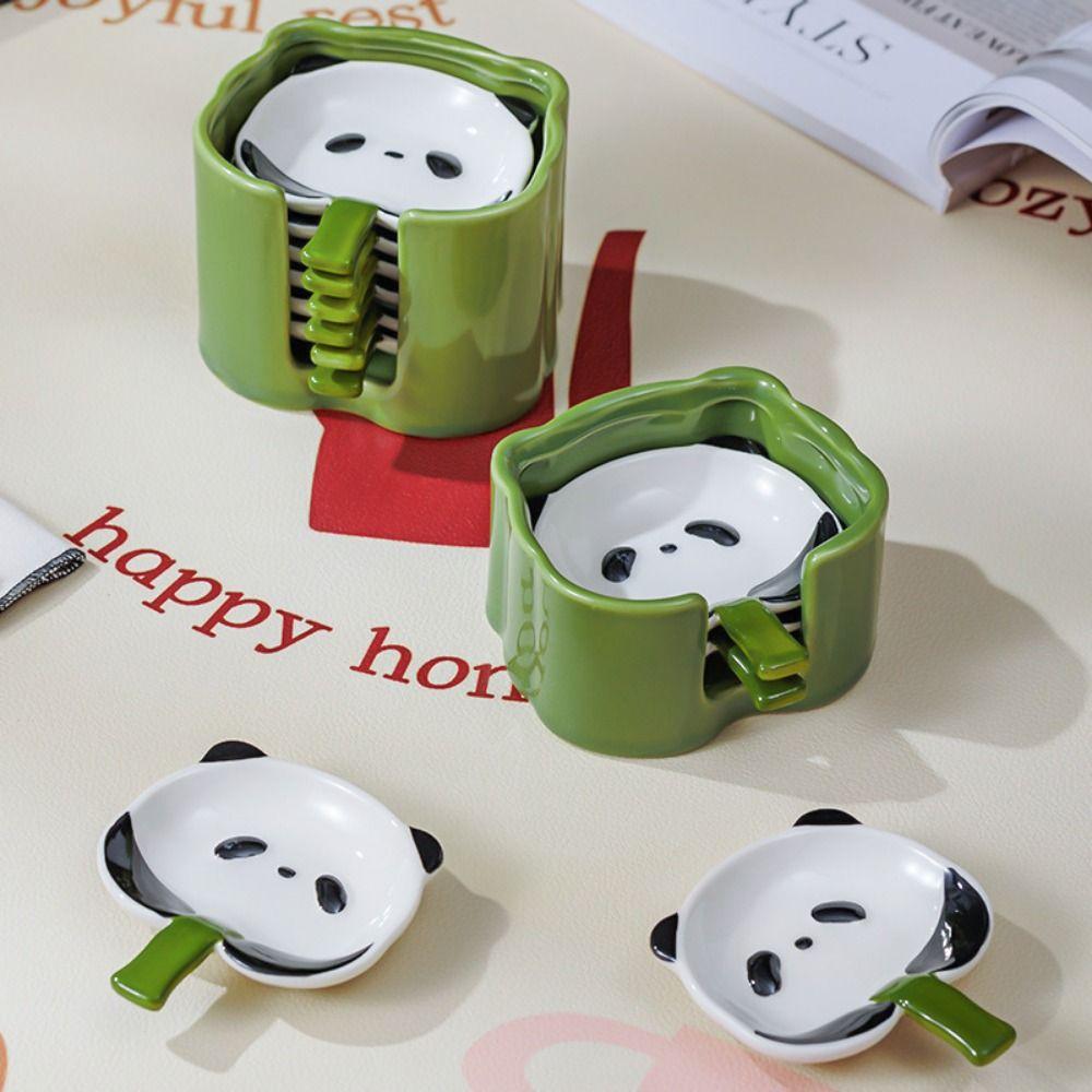 4/6Pcs Panda Shape Cartoon Panda Snack Dish Creative Ingredients Sauce Plate Table Decoration