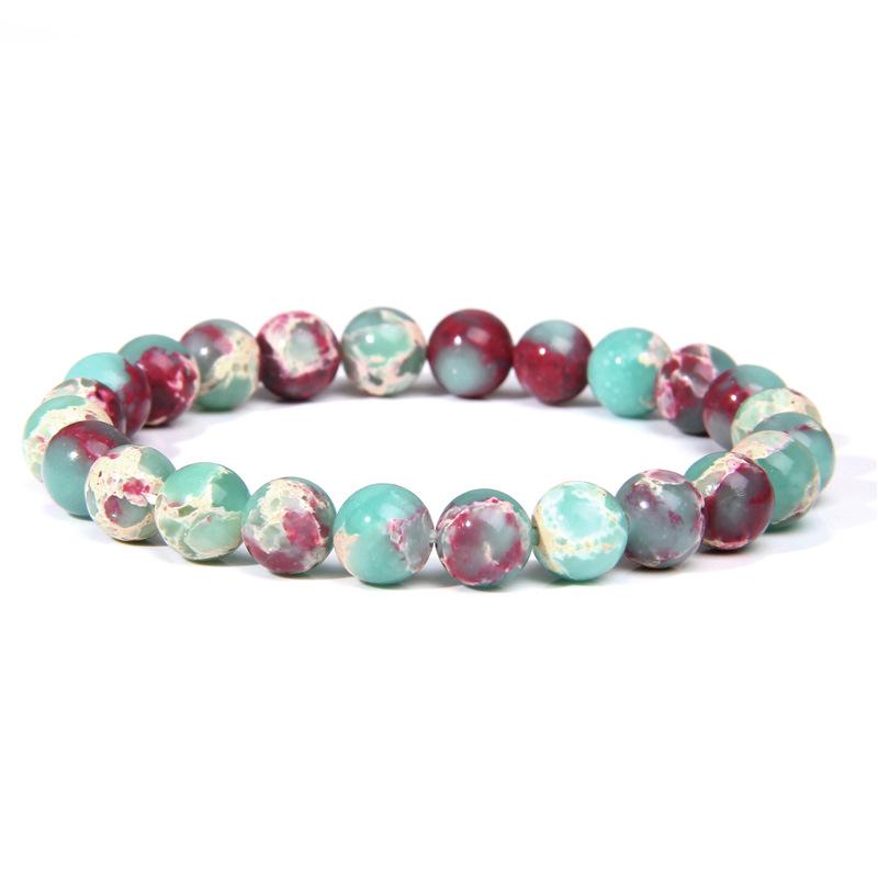 8Mm Natural Stone Bead Bracelet Men's Turquoise Elastic Bracelet.