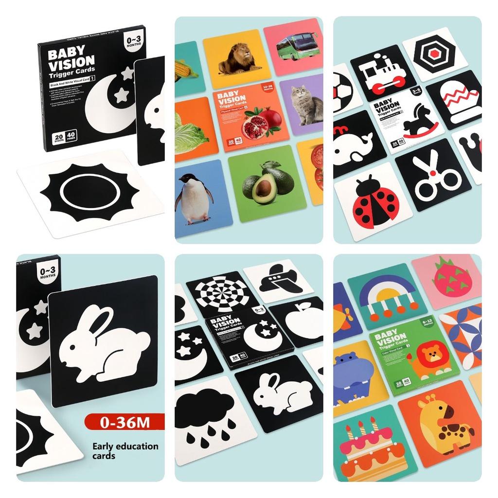 Black And White Sensory Cards For Babies 0-6 Months 30 Cards With 60 Stimulating Patterns