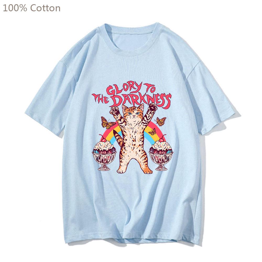 Glory To The Darkness Cat Butterfly Ice Cream Tshirts MEN Handsome T-shirts 100% Cotton High Quality T Shirts Sense of Design