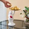 Kreative weiße Bärenstatue Aufbewahrungstablett Nordische Heimdeko Wohnzimmer Tischdekoration Snack-Aufbewahrungstablett Dekoration Kunsthandwerk