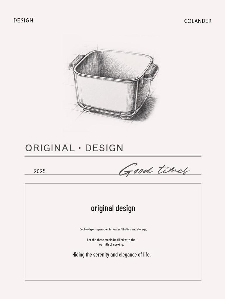Buckle Draining Basket: Double Layer Food-Grade Basin for Washing Fruits, Vegetables, and Rice