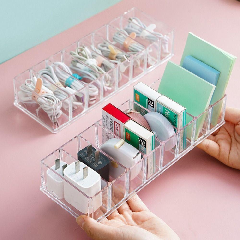 Transparent Makeup Display Stand 6/8-Slot Design Clear Cosmetics Storage Organizer Compartment Compact Storage