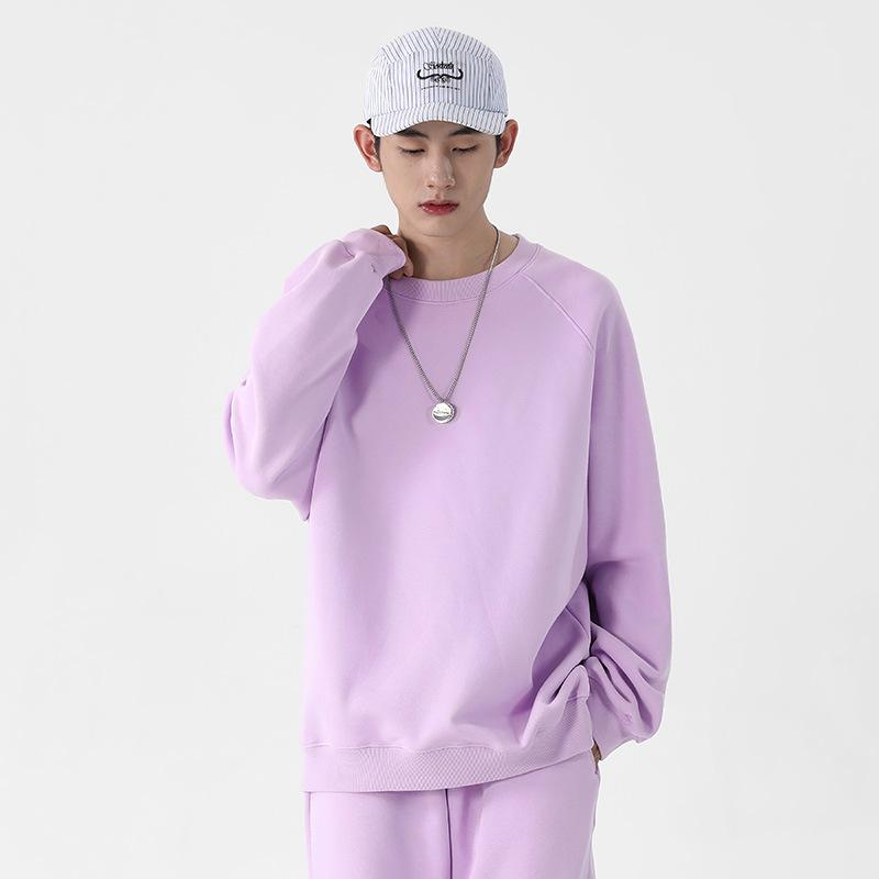 Crew Neck Pullover Sweater Autumn Men's and Women's Shoulder Sleeves Solid Color Versatile Jacket Sweater